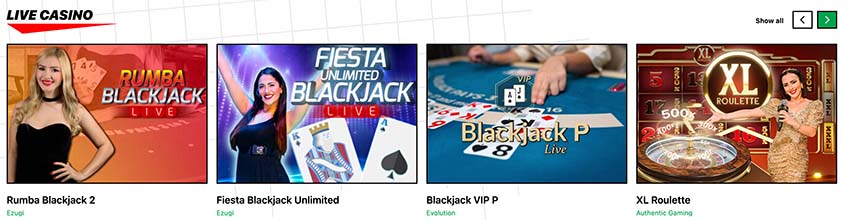 live casino bij betsamigo