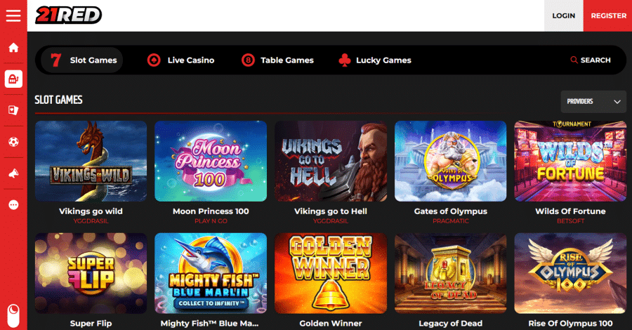 Spelaanbod In Het 21Red Casino