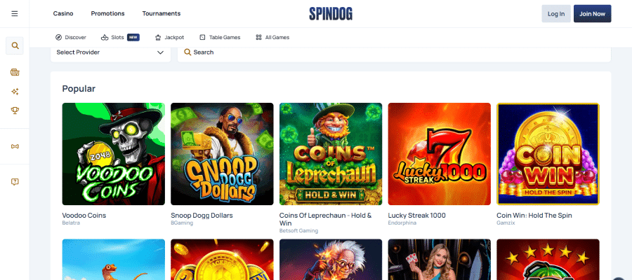 Ontdek de selecties met casino spellen bij SpinDog