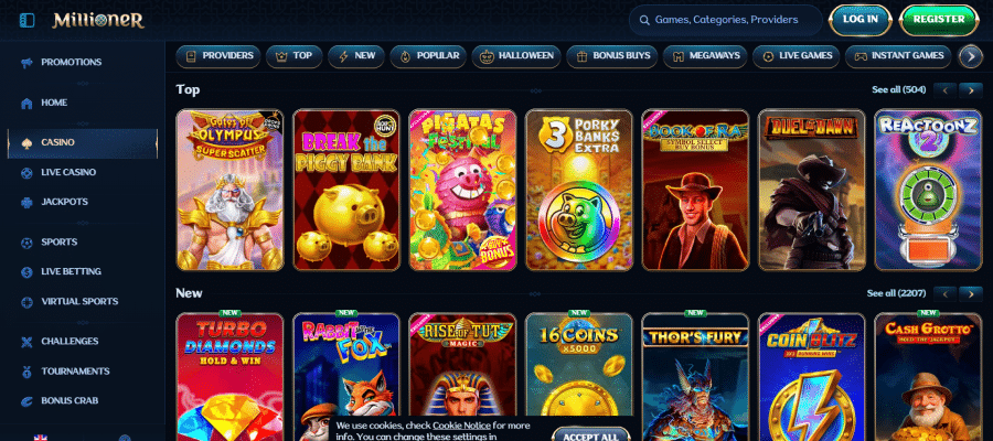Millioner online casino komt met een mega spelaanbod