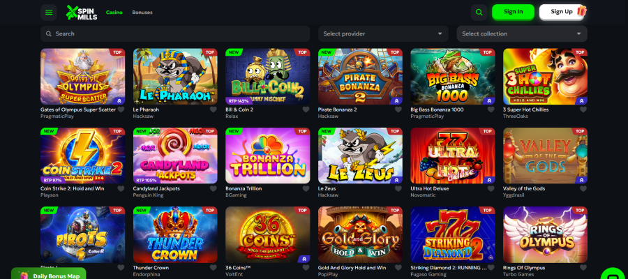 Spelaanbod in het SpinMills online casino ziet er goed uit