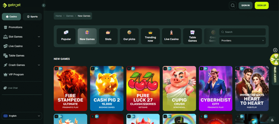 Met ruim 100 software providers kan je je goed uitleven bij BetNJet