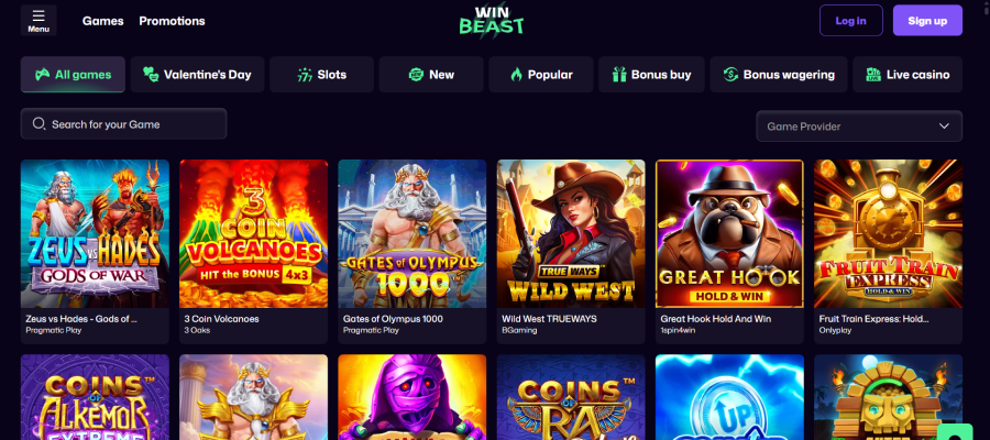 Win Beast heeft een flink spelaanbod om uit te kiezen