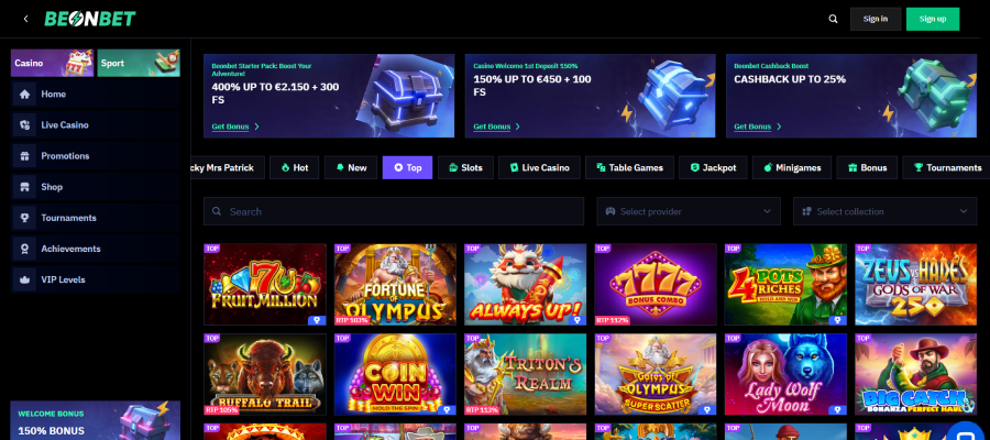 Spelaanbod van BeonBet ontdekken met duizenden spellen