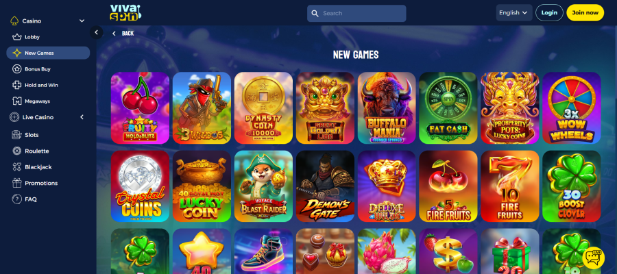 Betreed de VivaSpin lobby vol leuke spellen