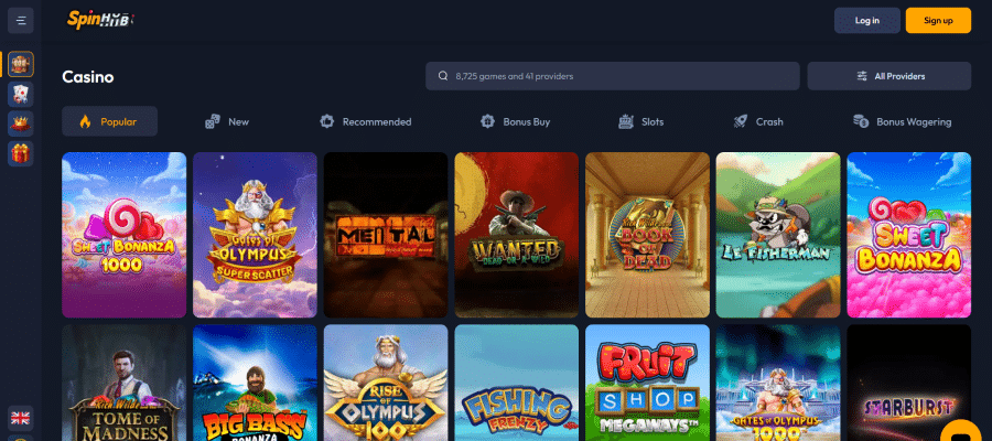 SpinHub spelaanbod bestaat uit bijna 9.000 casino spellen