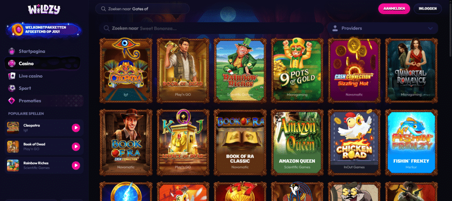Wildzy heeft niet de grootste spellen collectie