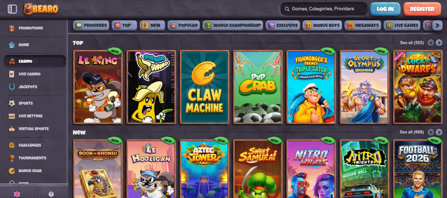 Bearo casino heeft een mega spelaanbod neergezet