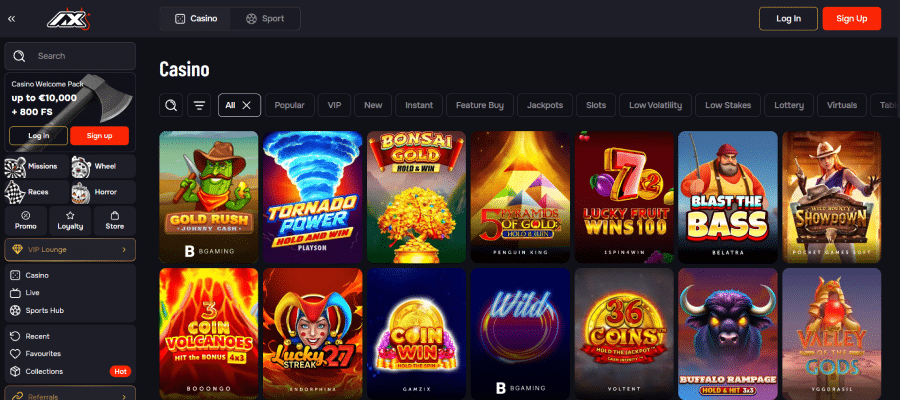 AxBet casino spellen trappen af met een prima collectie